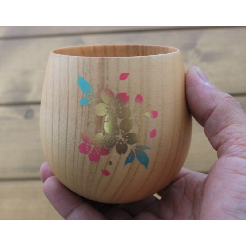 Japanese wooden bowl, cherry blossoms - SAKURA NO HANA 1