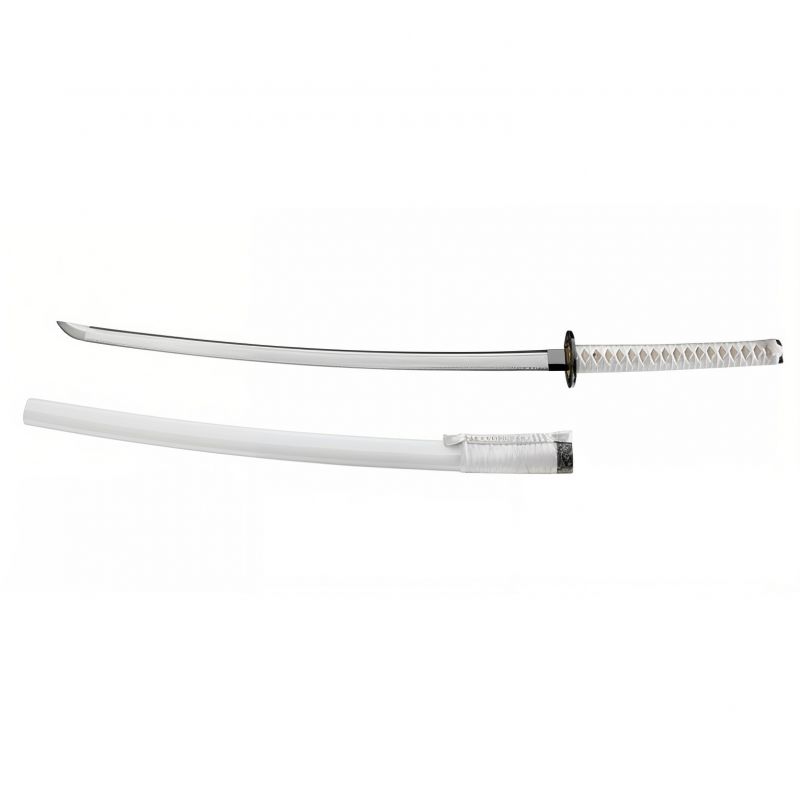 Katana de décoration White Samourai (non affutée) - Lame 710mm - Manche peau de raie - Fourreau