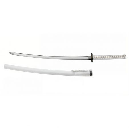 Katana decorativo White Samurai (non affilata) - Lama 710mm - Manico in pelle di razza - Fodero