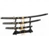 Hikari No Tenshi Set - Tanto + Wakizashi + Katana + Supporto - Manico in Pelle di Razza