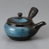 Japanische Kyusu-Teekanne aus schwarzer und blauer Keramik, EMERARUDO, 320 cc