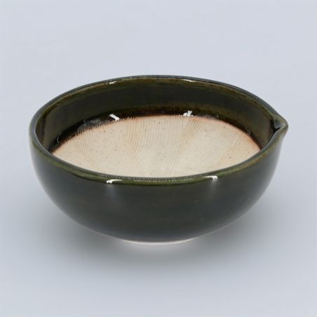 Japanische Suribachi-Schale aus Keramik mit Ausguss - SOSOGIGUCHI - grün und braun