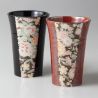 Duo di tazze da tè giapponesi in ceramica rossa e nera - HANA