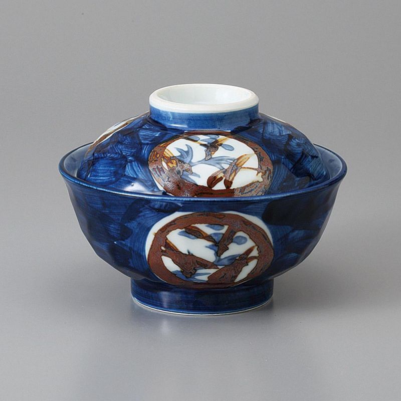 Japanese bowl with lid, blue - TEKKA