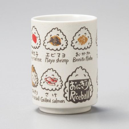 Traditional Japanese tea cup with Onigiri sushi designs- O NIGIRIZUSHI