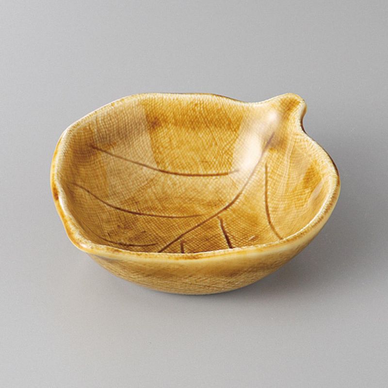 Small Japanese ceramic container, yellow leaves Kiseto Konoha- HA