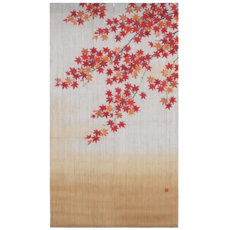 Fine Japanese linen tapestry, autumn leaves - MOMIJI