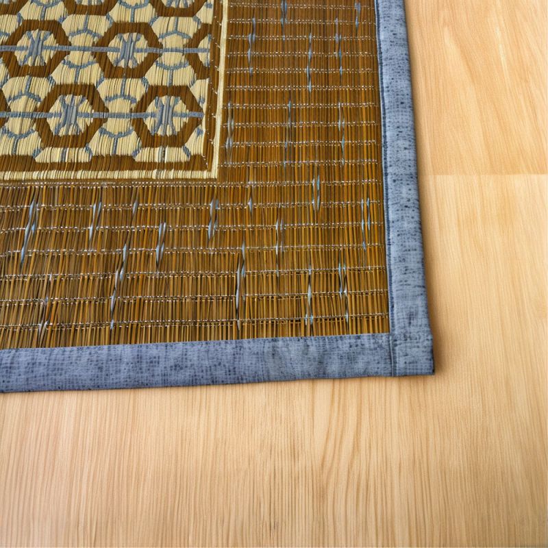 Tapis traditionnel japonais, natte paille de riz, motif asanoha, KUMIKO