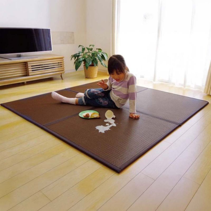 Tatami traditionnel japonais, natte en polypropylène, vert, SQUASH, 82x82cm