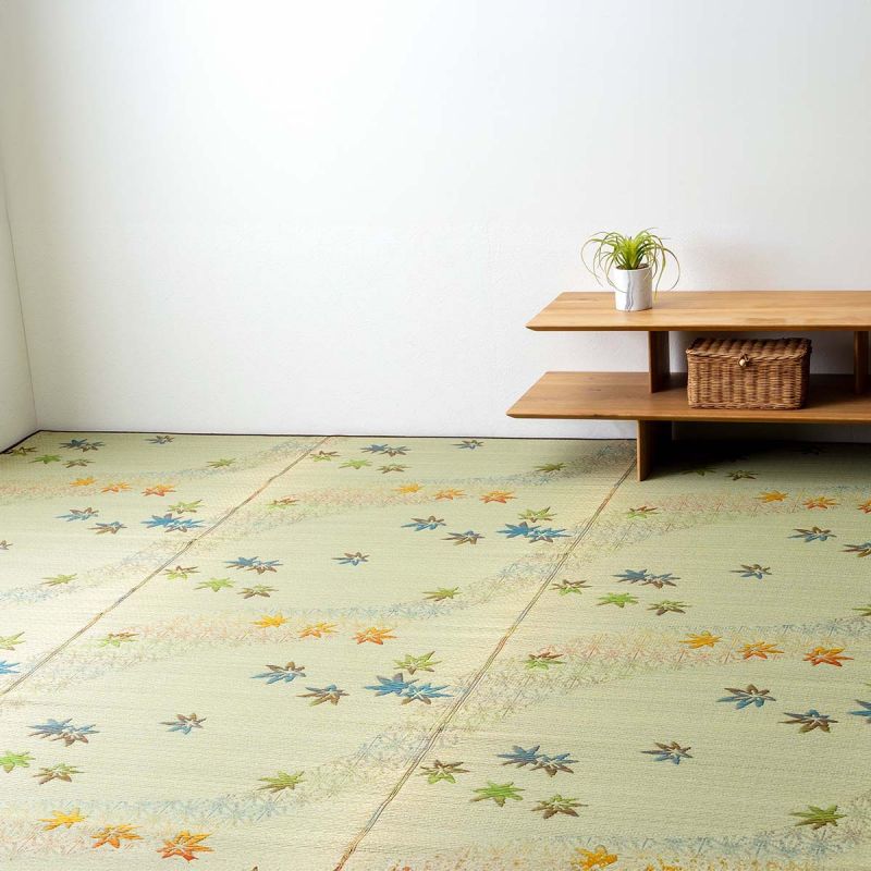 Traditional Japanese mat, rice straw mat, Tatami Mat, maple leaf, Kaede