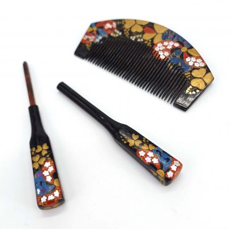 Vintage Japanese Kanzashi Hair Comb Geisha Set