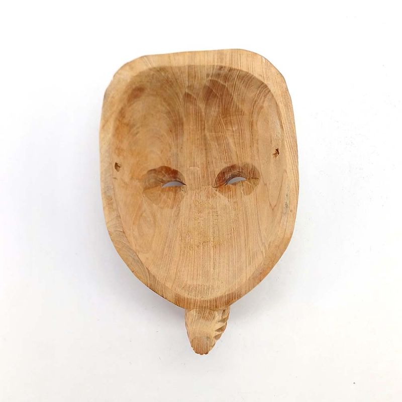 Petit Masque en bois sculpté, nô vintage, OKINA, le vieil homme, pièce unique