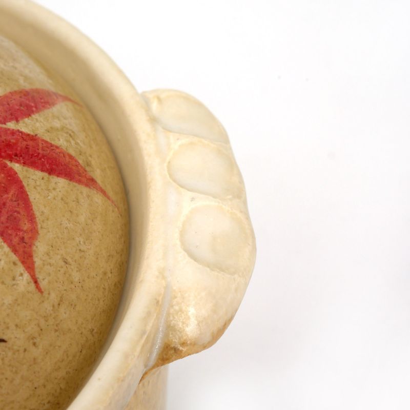 Small Donabe - clay pot for sukiyaki, MOMIJI, autumn leaves