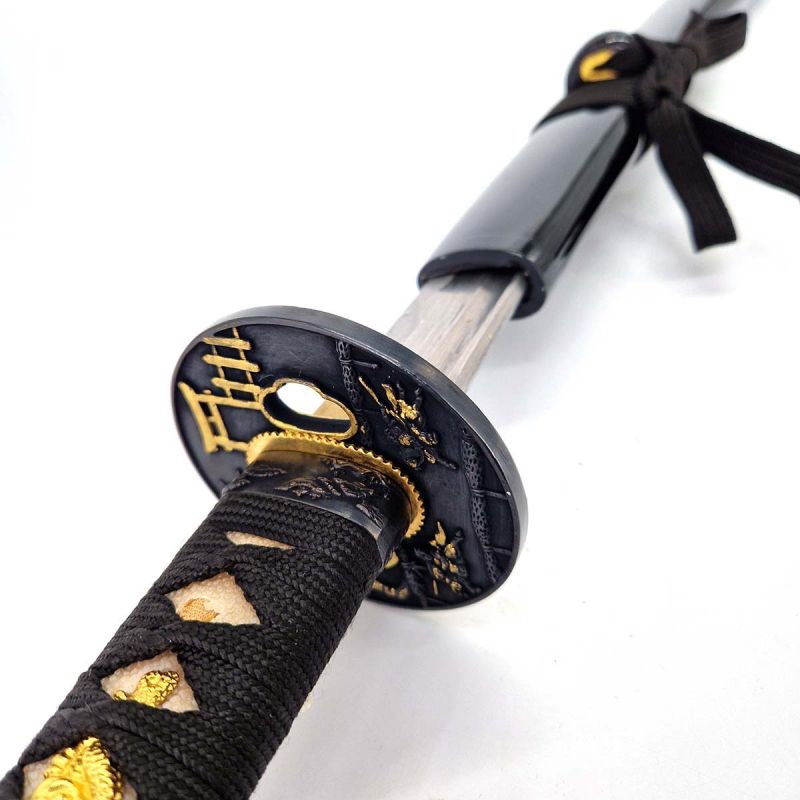 Katana de décoration Samurai Damascus - Lame 710mm Damas - Manche peau de raie - Fourreau