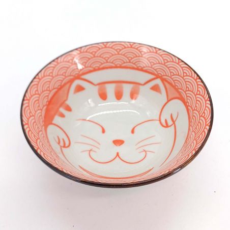 Cuenco japonés de cerámica roja para donburi - NEKO