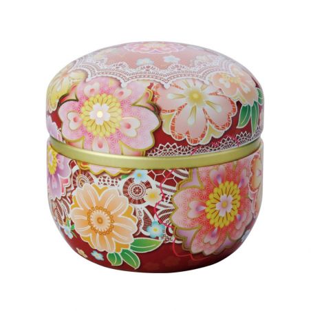 Japanese pink metal tea caddy, SUZUKO MALINE, 150 g