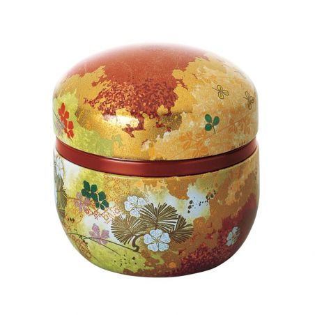 Contenitore da tè giapponese in metallo rosso, SUZUKO HANAZOROE, 150 g