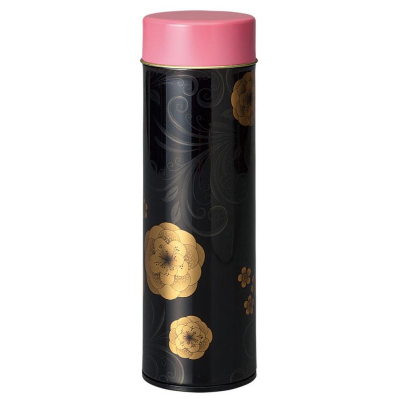 Japanese black and pink tea caddy in metal - KAKYOKU - 150gr