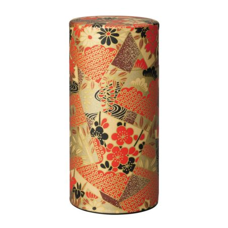 Japanische rot-goldene Teedose aus Washi-Papier, KOGANE, 200 g