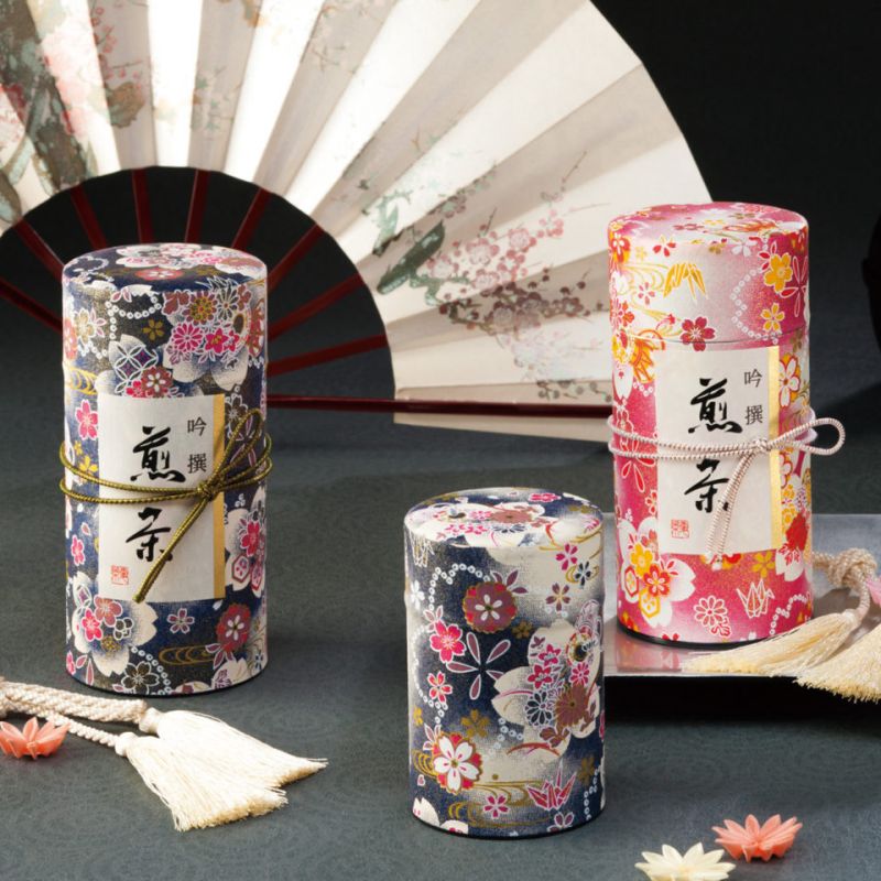 Boîte à thé japonaise rouge en papier washi - HANATSUZUMI - 200gr