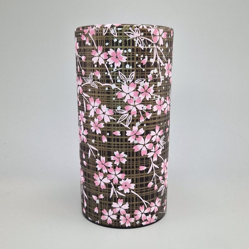 Boîte à thé japonaise noire en papier washi - HANA - 200gr