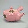 Kyusu Teapot 220cc - Pink with White and Green Flowers