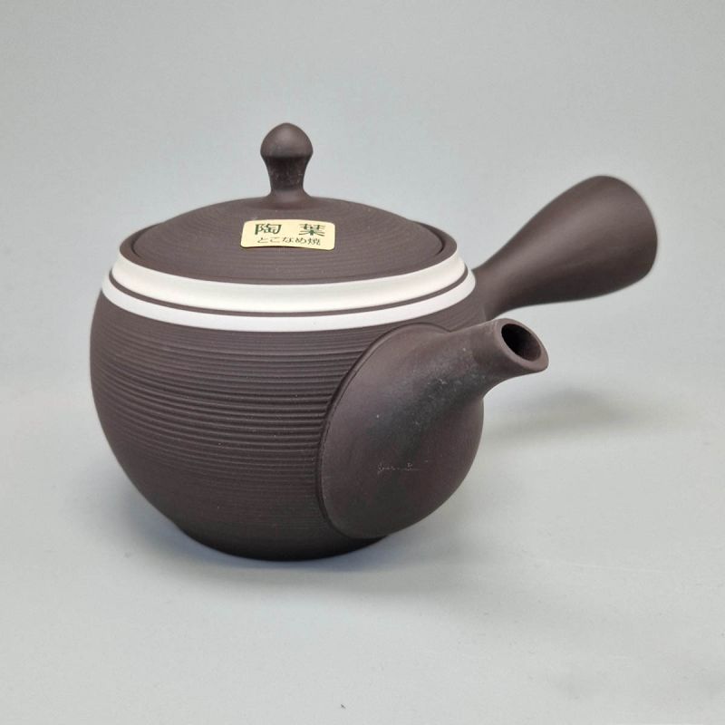 Tokoname Teapot 350cc, Black with White Line