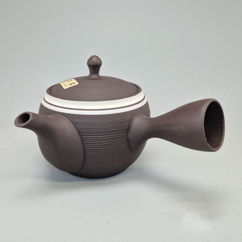 Tokoname Teapot 350cc, Black with White Line