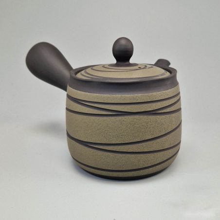 Tokoname Teapot 410cc - Green, Black Line - Japanese Craftsmanship