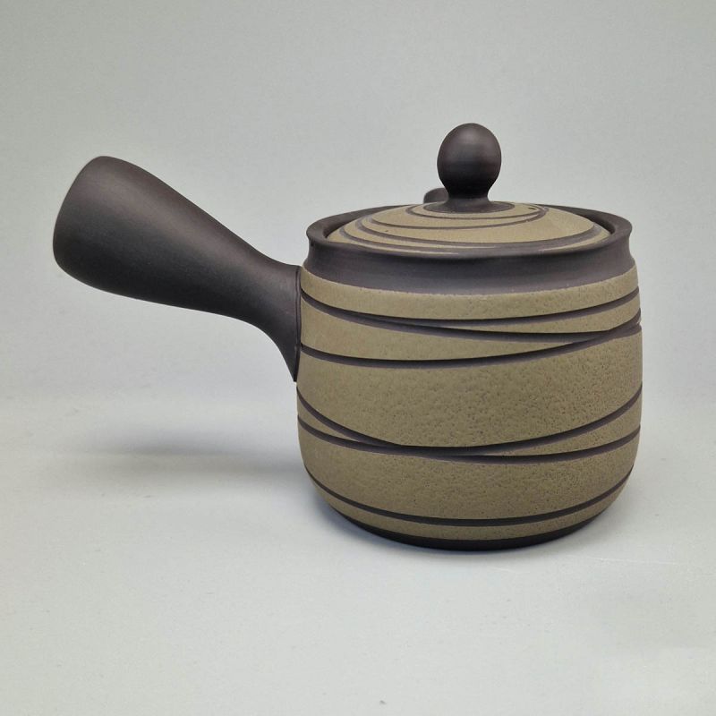 Tokoname Teapot 410cc - Green, Black Line - Japanese Craftsmanship